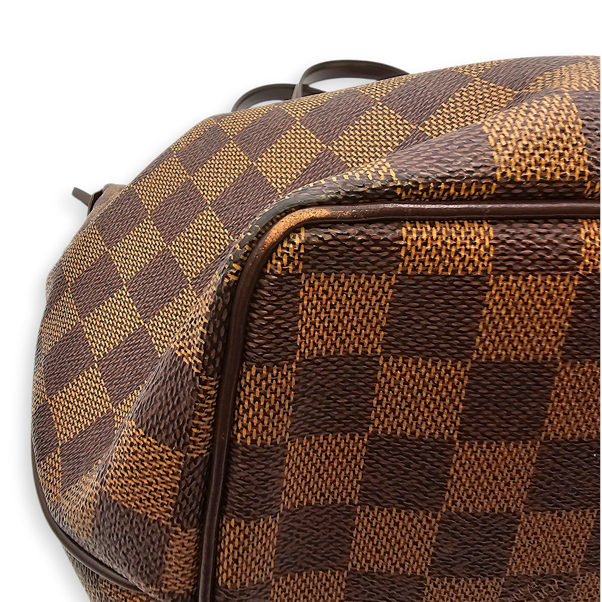 Damier Westminster Brown Top Handle Bag in Canvas, Gold hardware