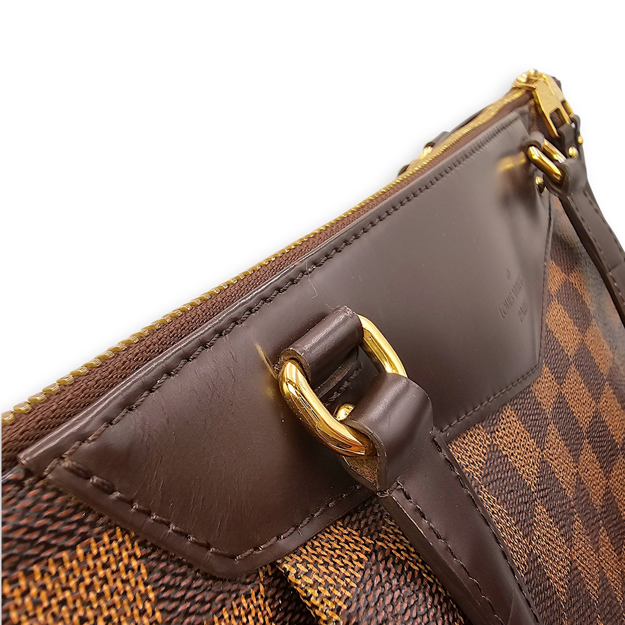 Damier Westminster Brown Top Handle Bag in Canvas, Gold hardware