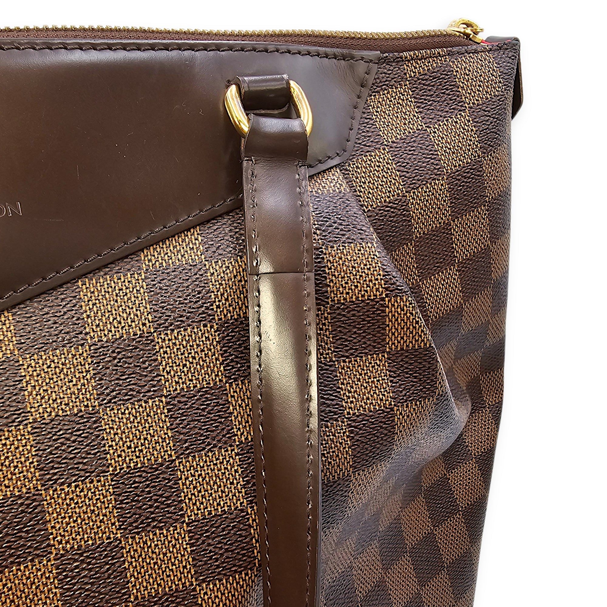 Damier Westminster Brown Top Handle Bag in Canvas, Gold hardware