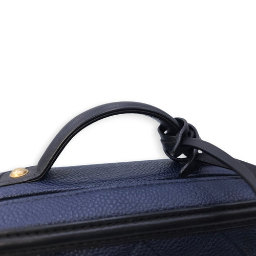 Quilted CC Vanity Filigree Case Small Size Blue Shoulder Bag in Caviar Leather, Gold hardware