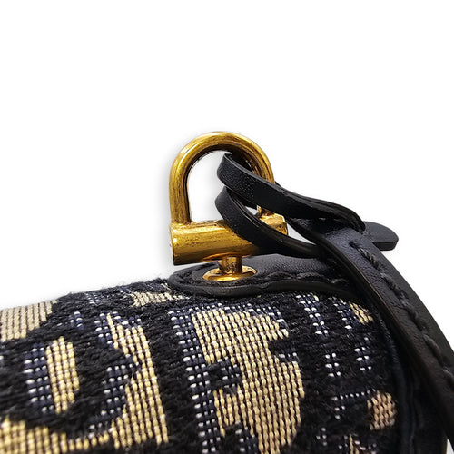 Dior Addict Oblique Monogram Flap Blue Shoulder Bag in Canvas, Gold hardware
