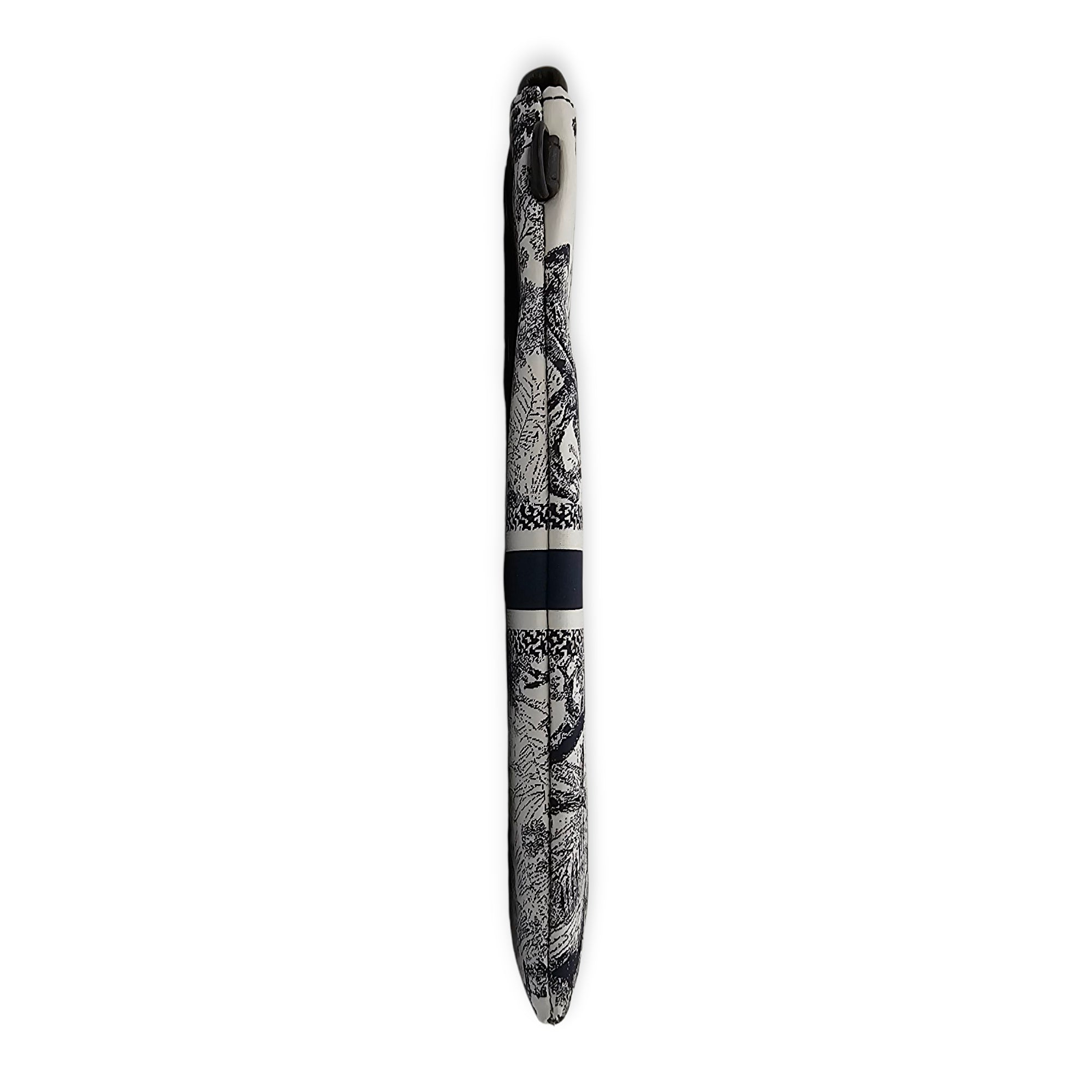 Travel Multifunctional Blue Pouch in Toile de jouy technical fabric, Gunmetal hardware