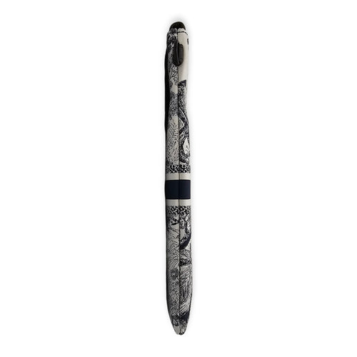 Travel Multifunctional Blue Pouch in Toile de jouy technical fabric, Gunmetal hardware