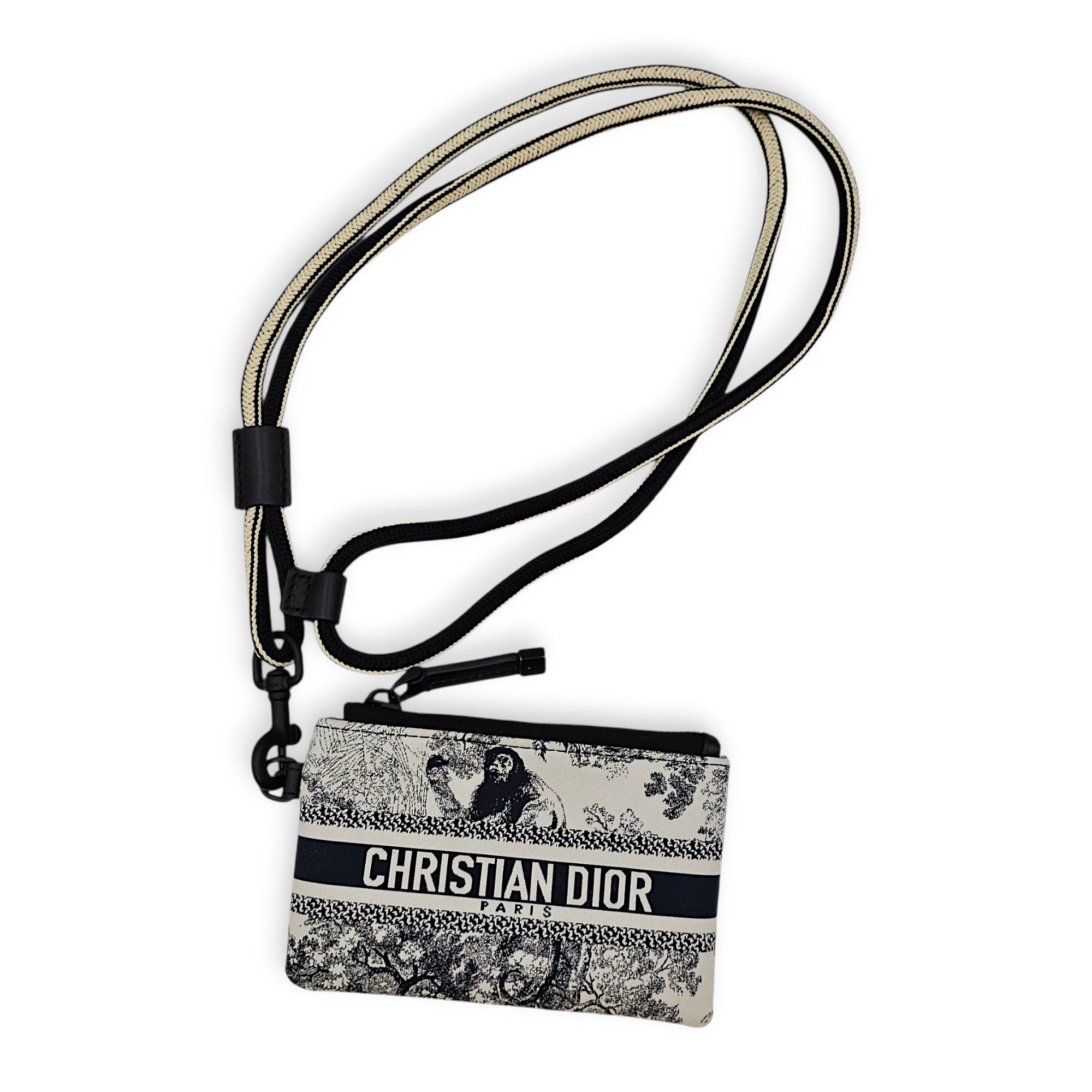 Travel Multifunctional Blue Pouch in Toile de jouy technical fabric, Gunmetal hardware