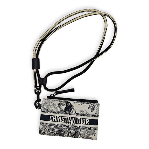Travel Multifunctional Blue Pouch in Toile de jouy technical fabric, Gunmetal hardware