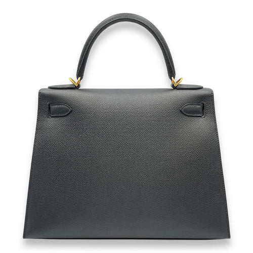 Sellier Kelly 28 Black in Epsom, Gold hardware