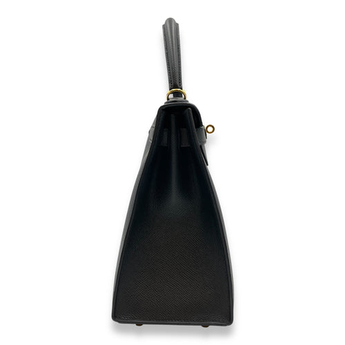 Sellier Kelly 28 Black in Epsom, Gold hardware
