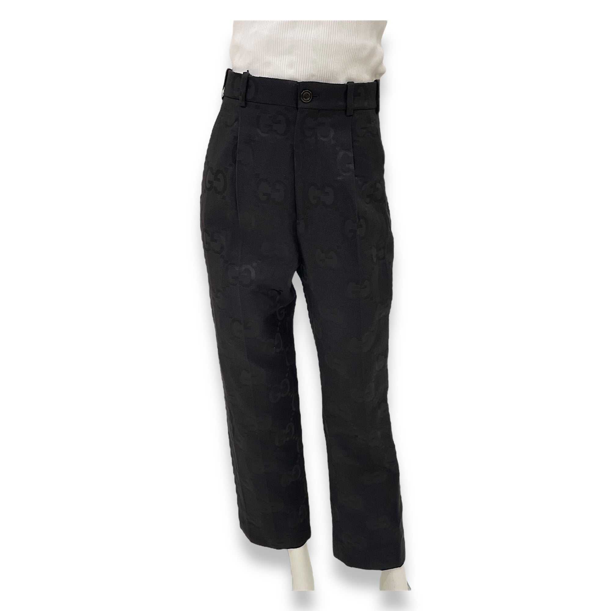 GG Logo All Over Pants 38 Black Ready-To-Wear in Cotton/Polyester