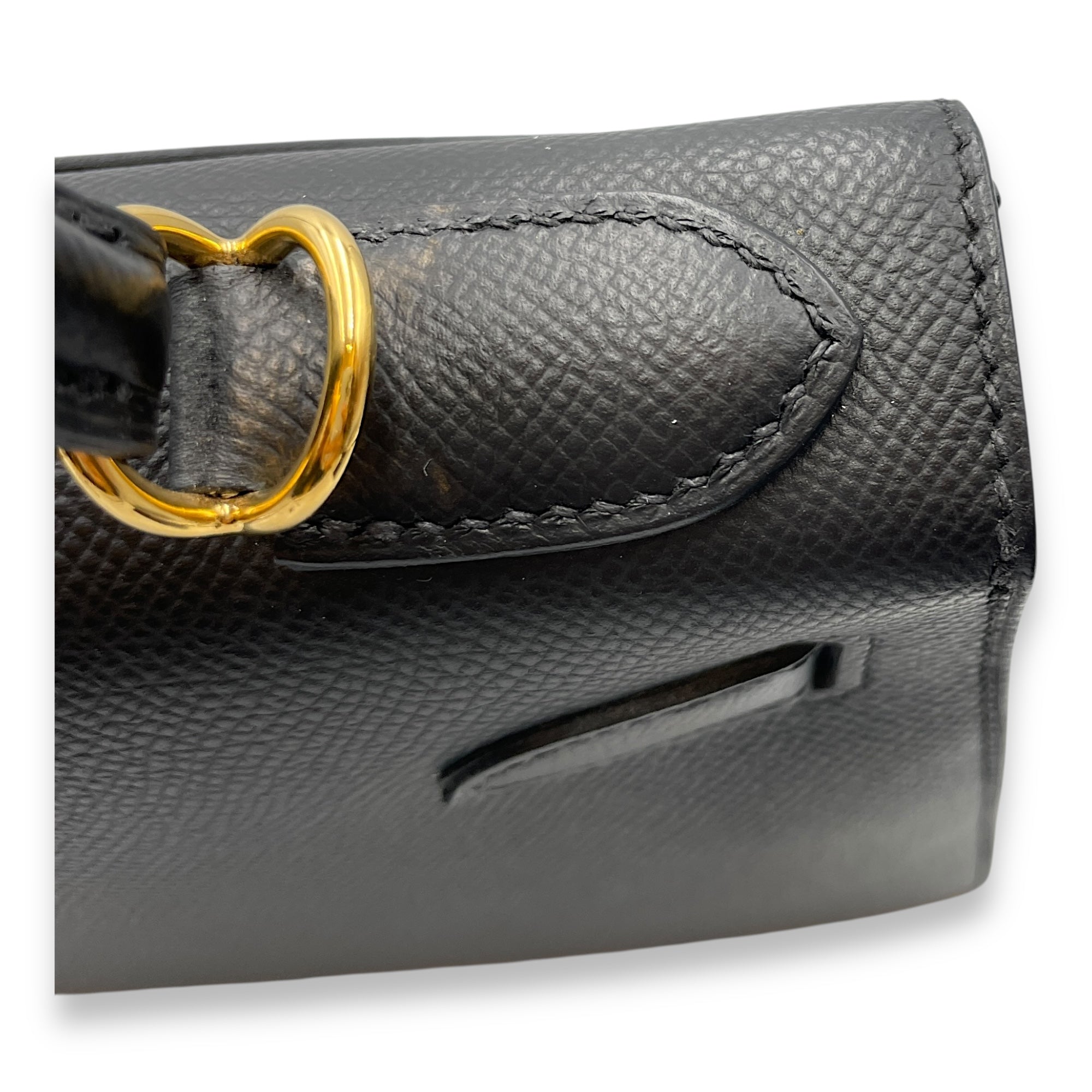 Sellier Kelly 28 Black in Epsom, Gold hardware