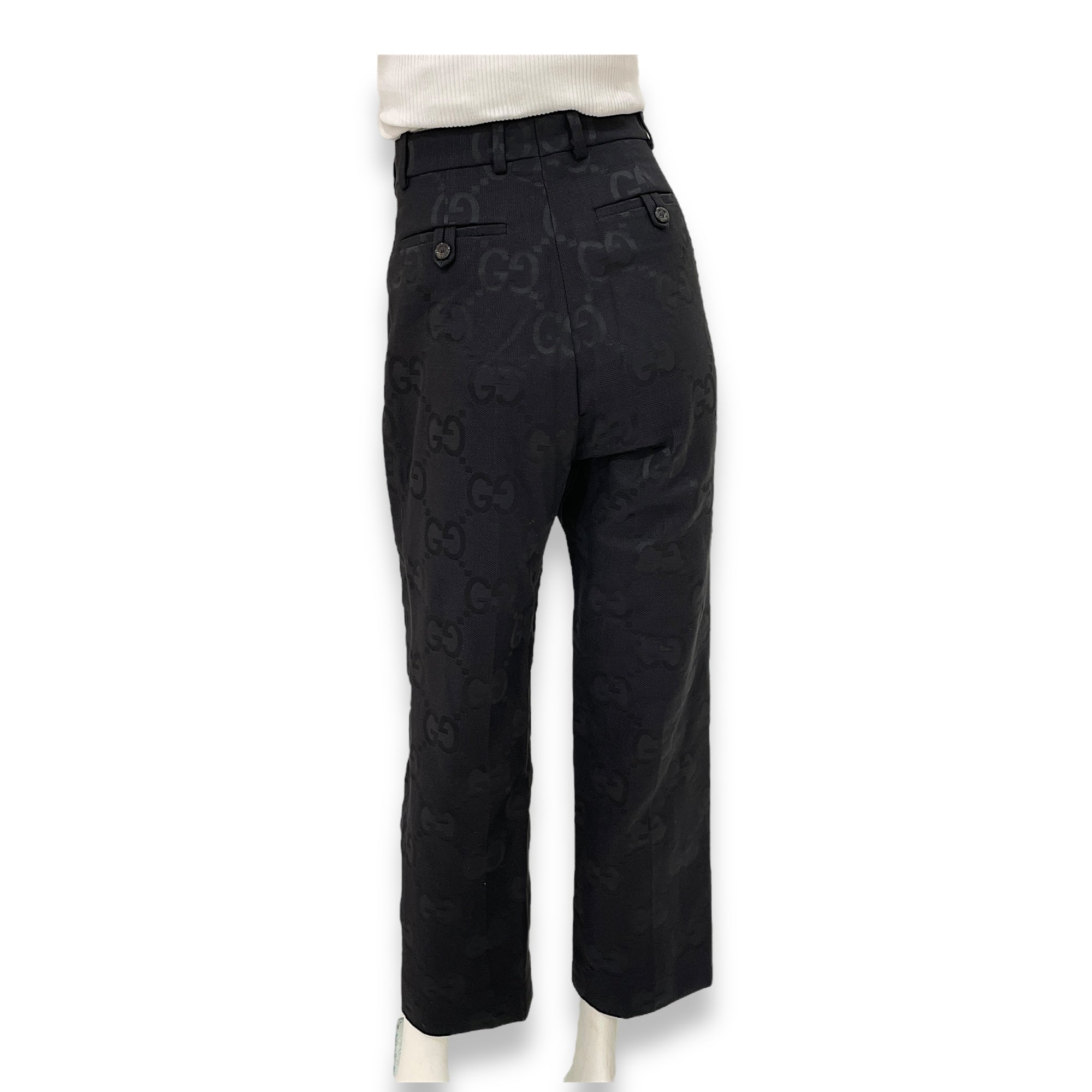 GG Logo All Over Pants 38 Black Ready-To-Wear in Cotton/Polyester