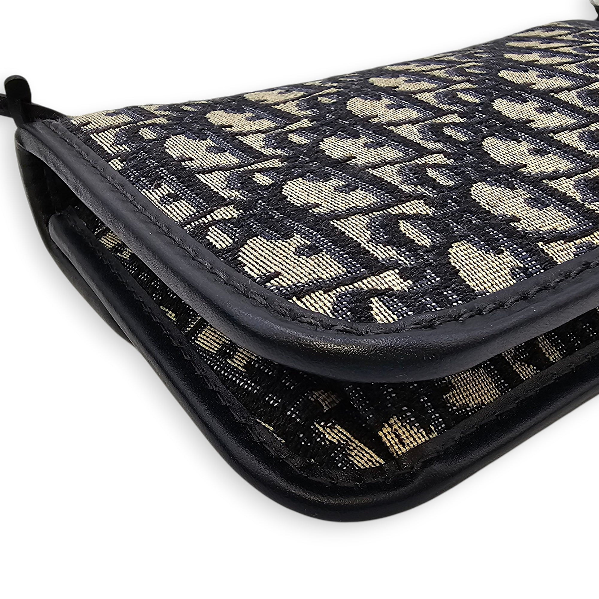 Dior Addict Oblique Monogram Flap Blue Shoulder Bag in Canvas, Gold hardware