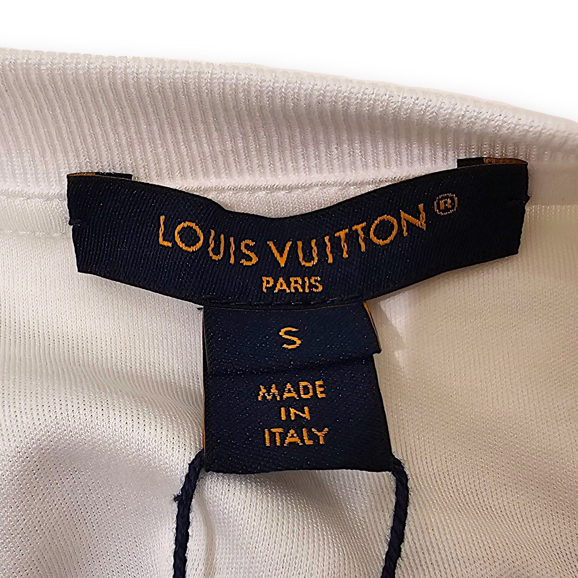 T-shirt with Shiny Blue Scarf S White in Cotton, Gold hardware