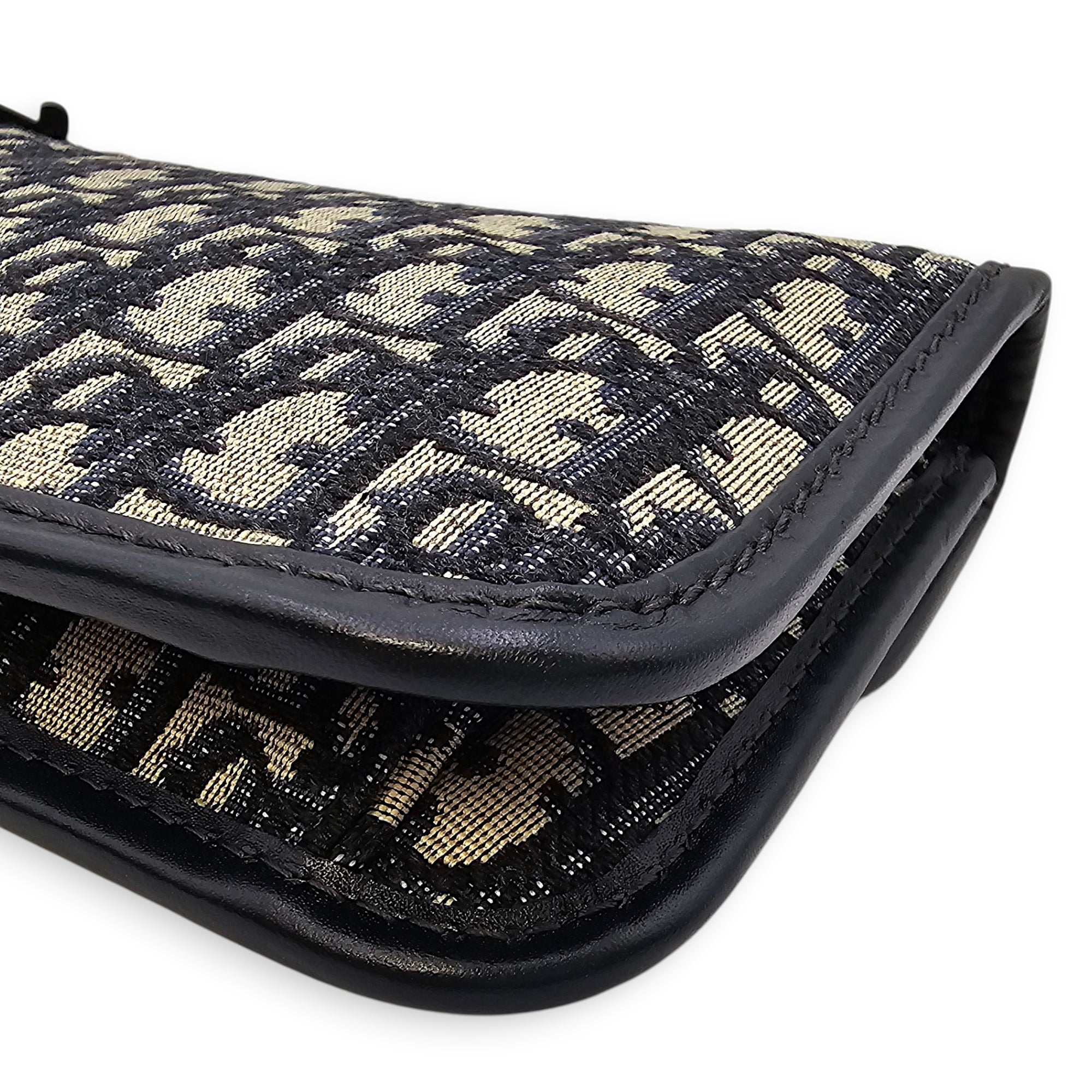 Dior Addict Oblique Monogram Flap Blue Shoulder Bag in Canvas, Gold hardware