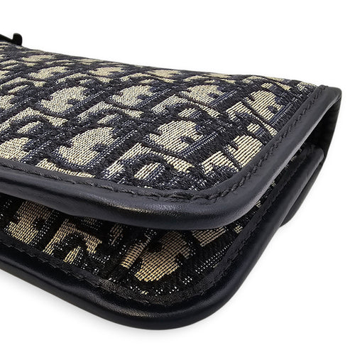 Dior Addict Oblique Monogram Flap Blue Shoulder Bag in Canvas, Gold hardware