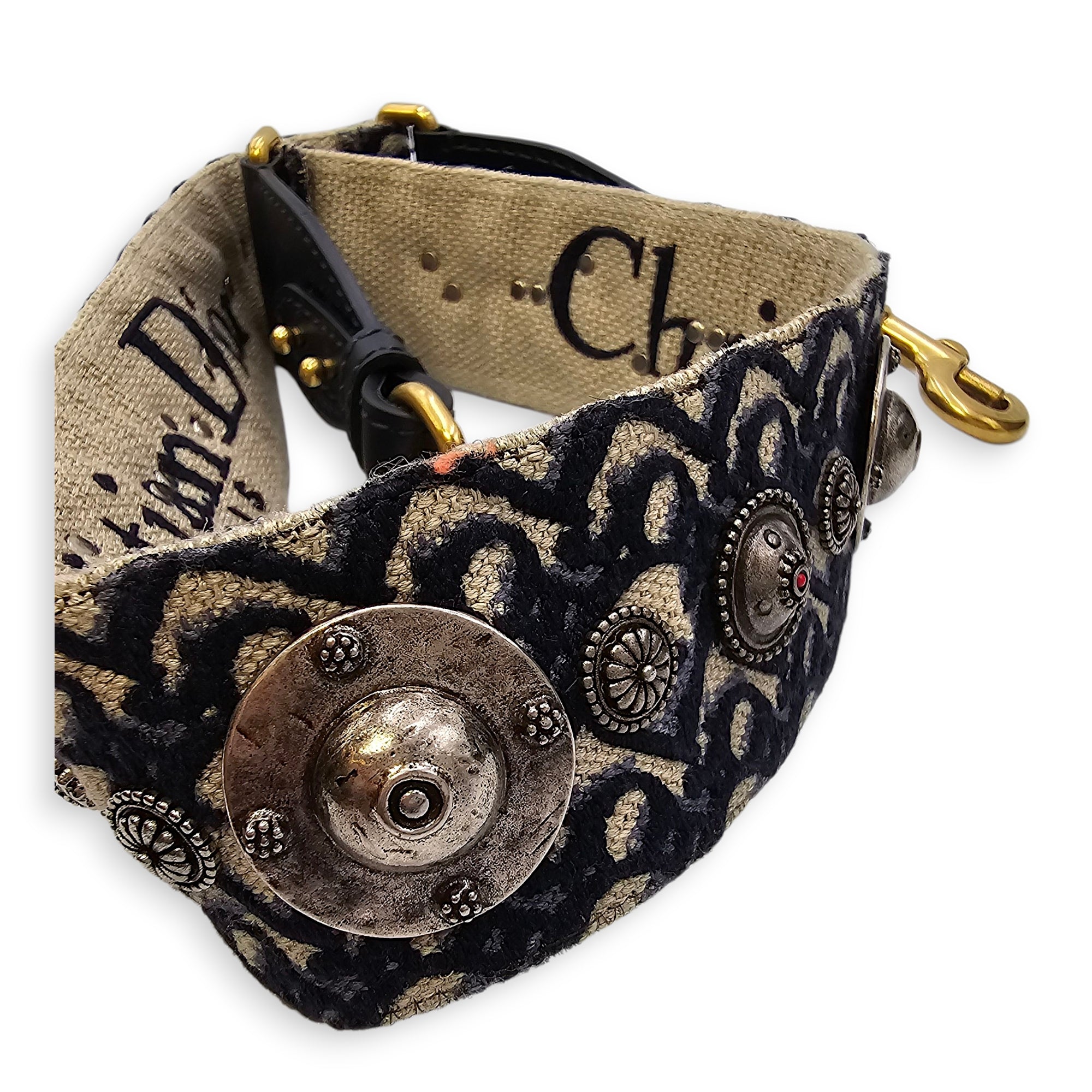 Dior Addict Oblique Monogram Flap Blue Shoulder Bag in Canvas, Gold hardware