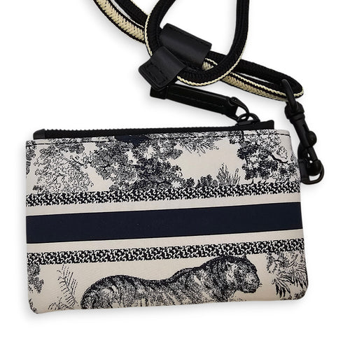 Travel Multifunctional Blue Pouch in Toile de jouy technical fabric, Gunmetal hardware