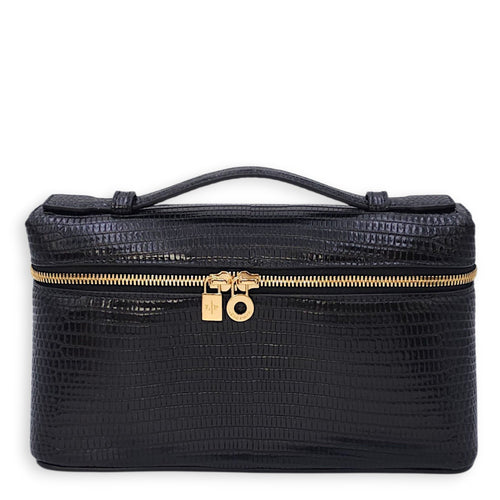 LP Extra Pocket 19 Black Shoulder Bag in Lizard Gold hardware CL2508-15161 1