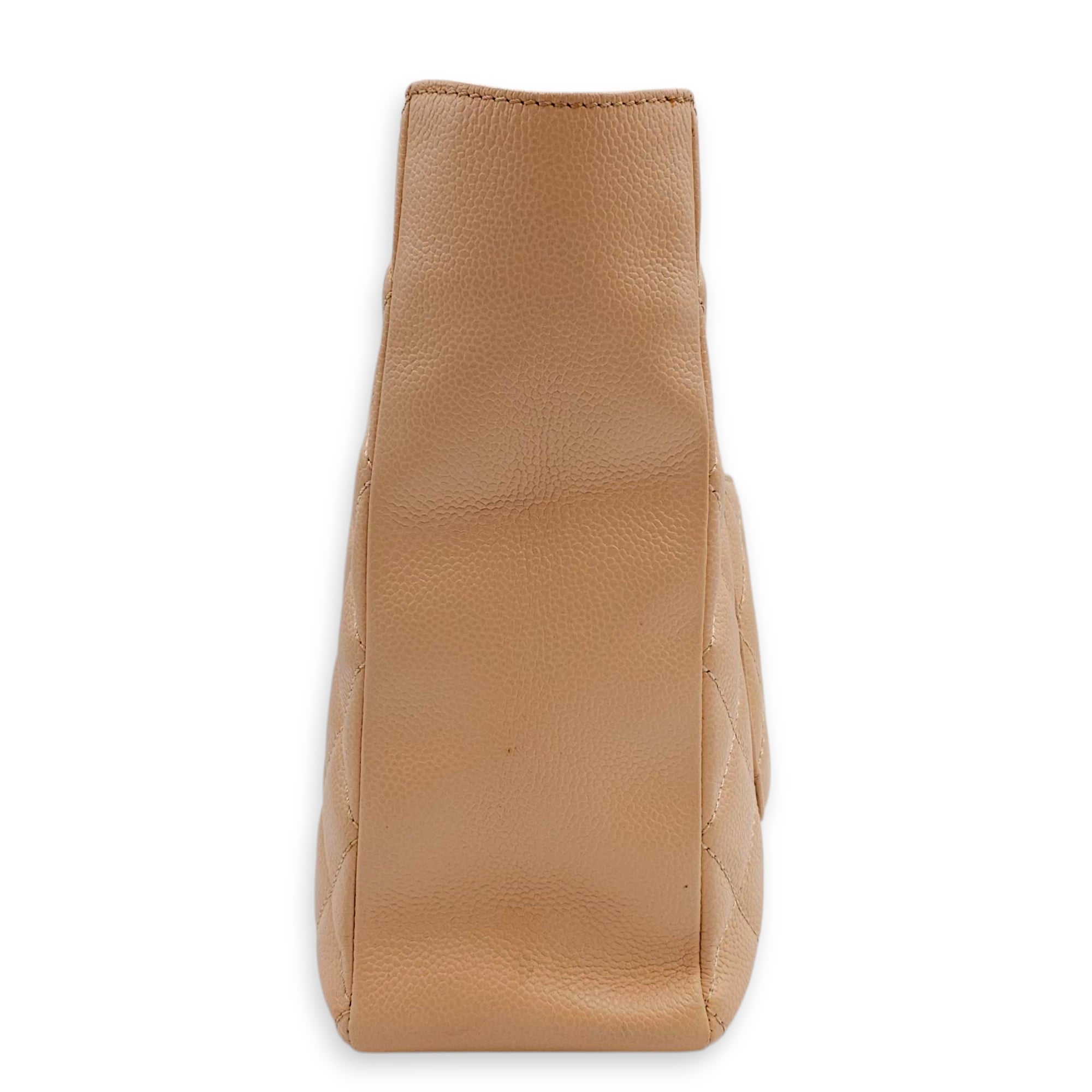 PST Beige Shoulder Bag in Caviar Leather, Gold hardware