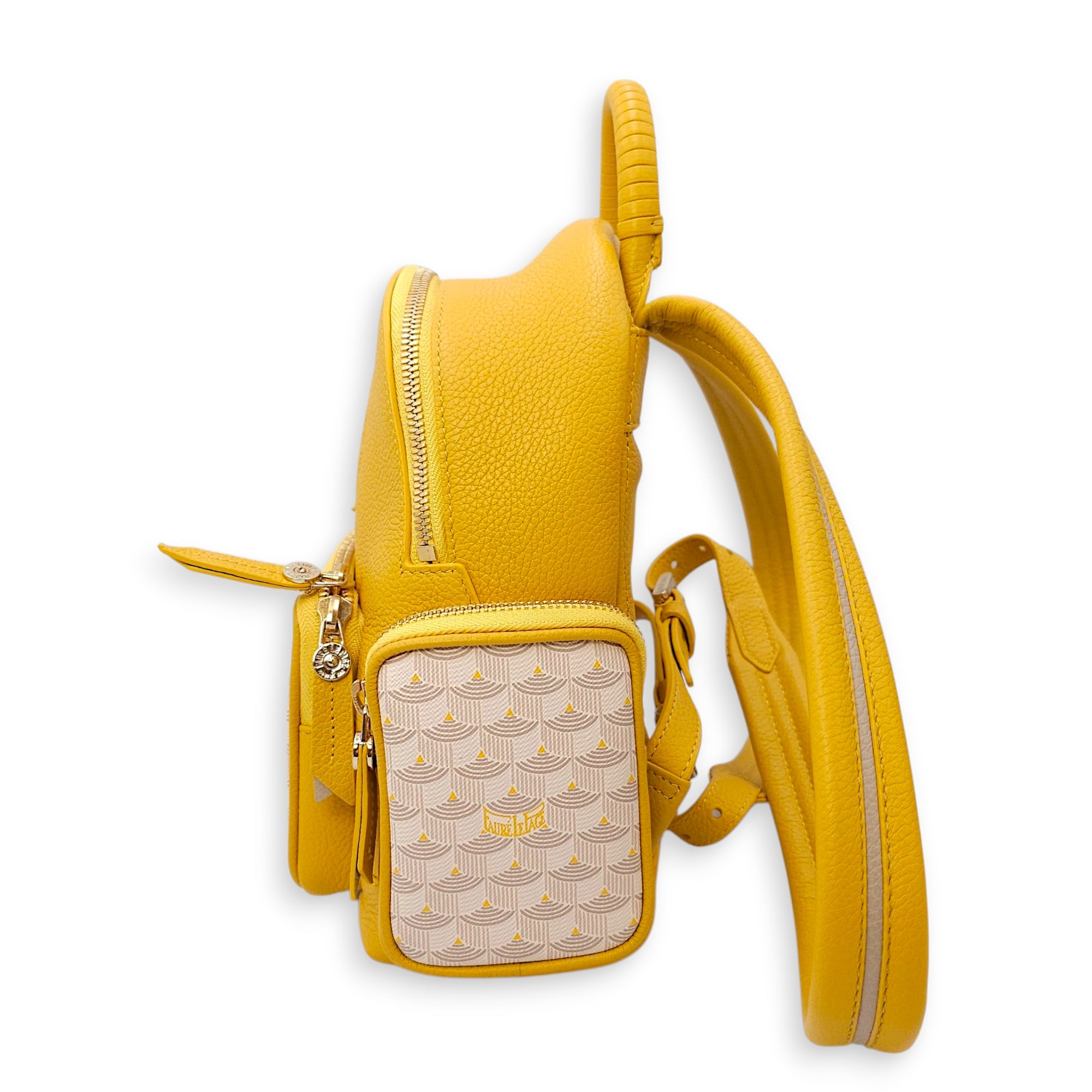 Monogram Back Up 21 Yellow Backpack in Calfskin, Gold hardware