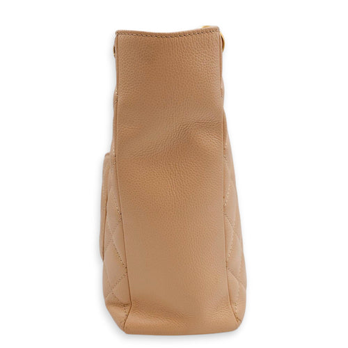 PST Beige Shoulder Bag in Caviar Leather, Gold hardware