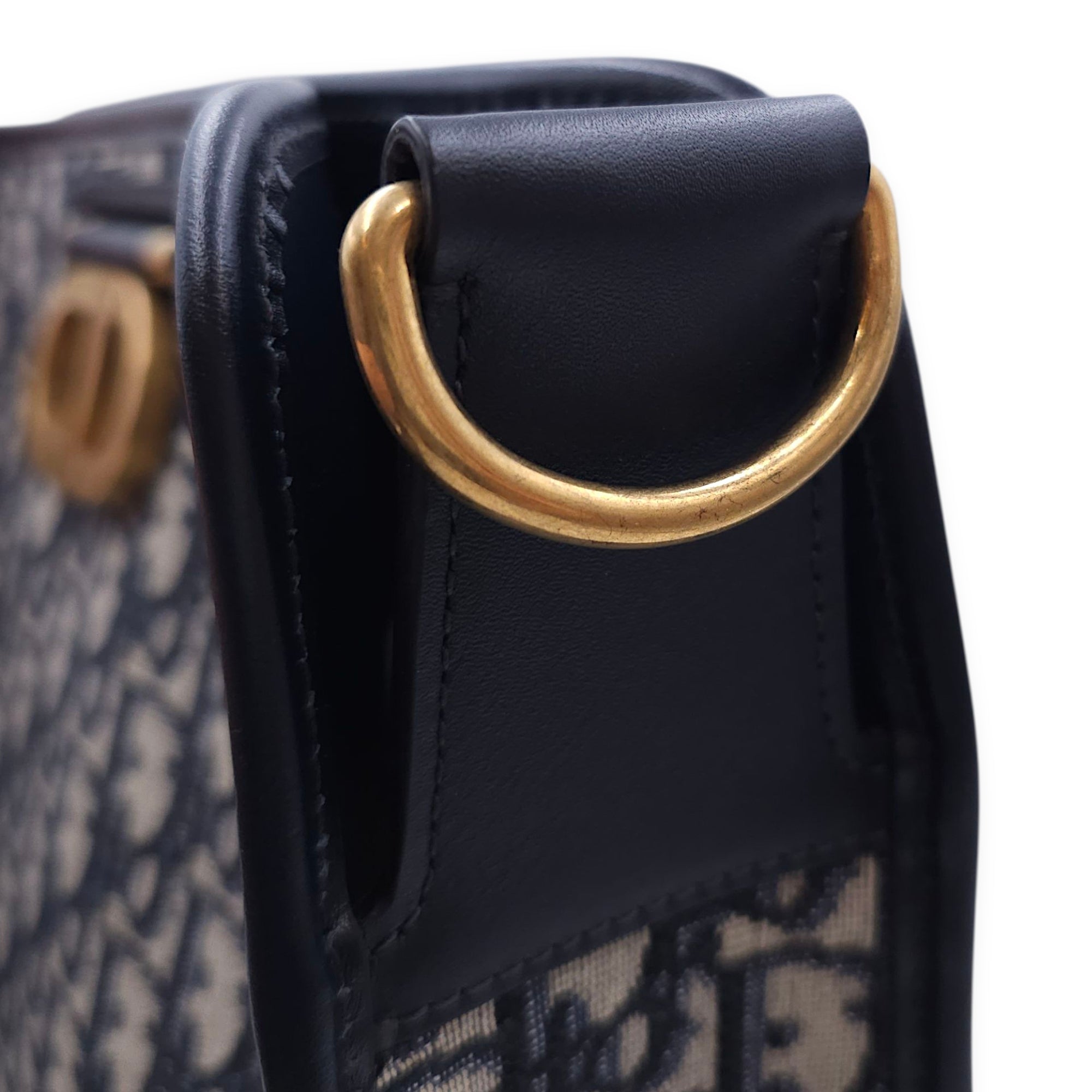 Montaigne Monogram Embroidered Blue Shoulder Bag in Canvas, Gold hardware