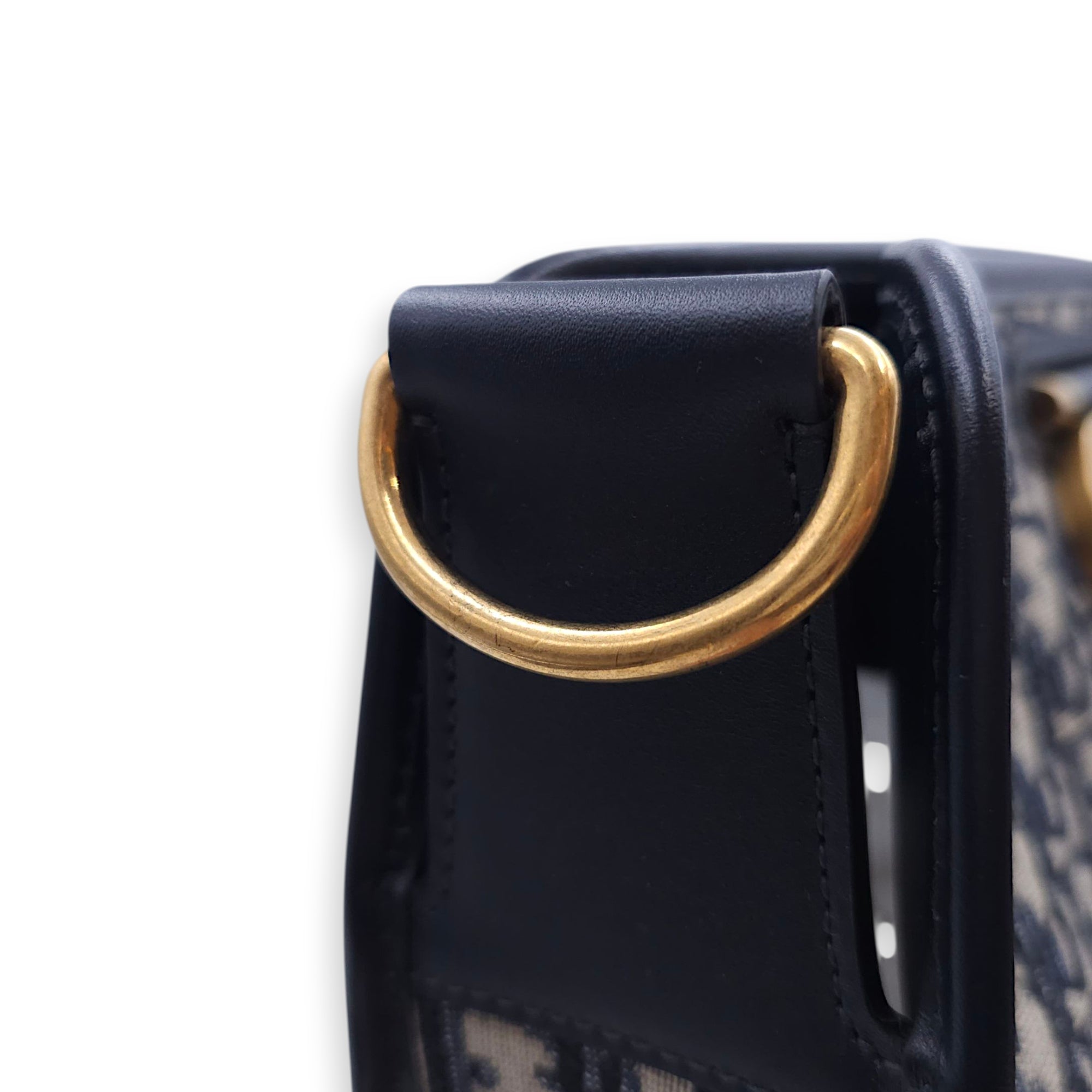 Montaigne Monogram Embroidered Blue Shoulder Bag in Canvas, Gold hardware