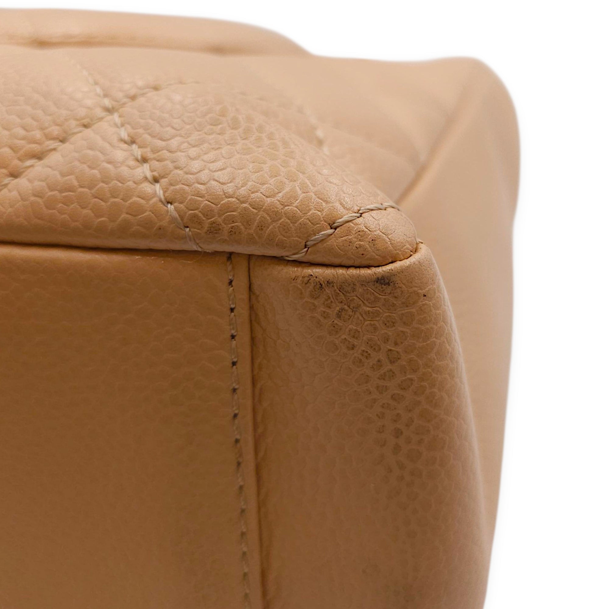 PST Beige Shoulder Bag in Caviar Leather, Gold hardware