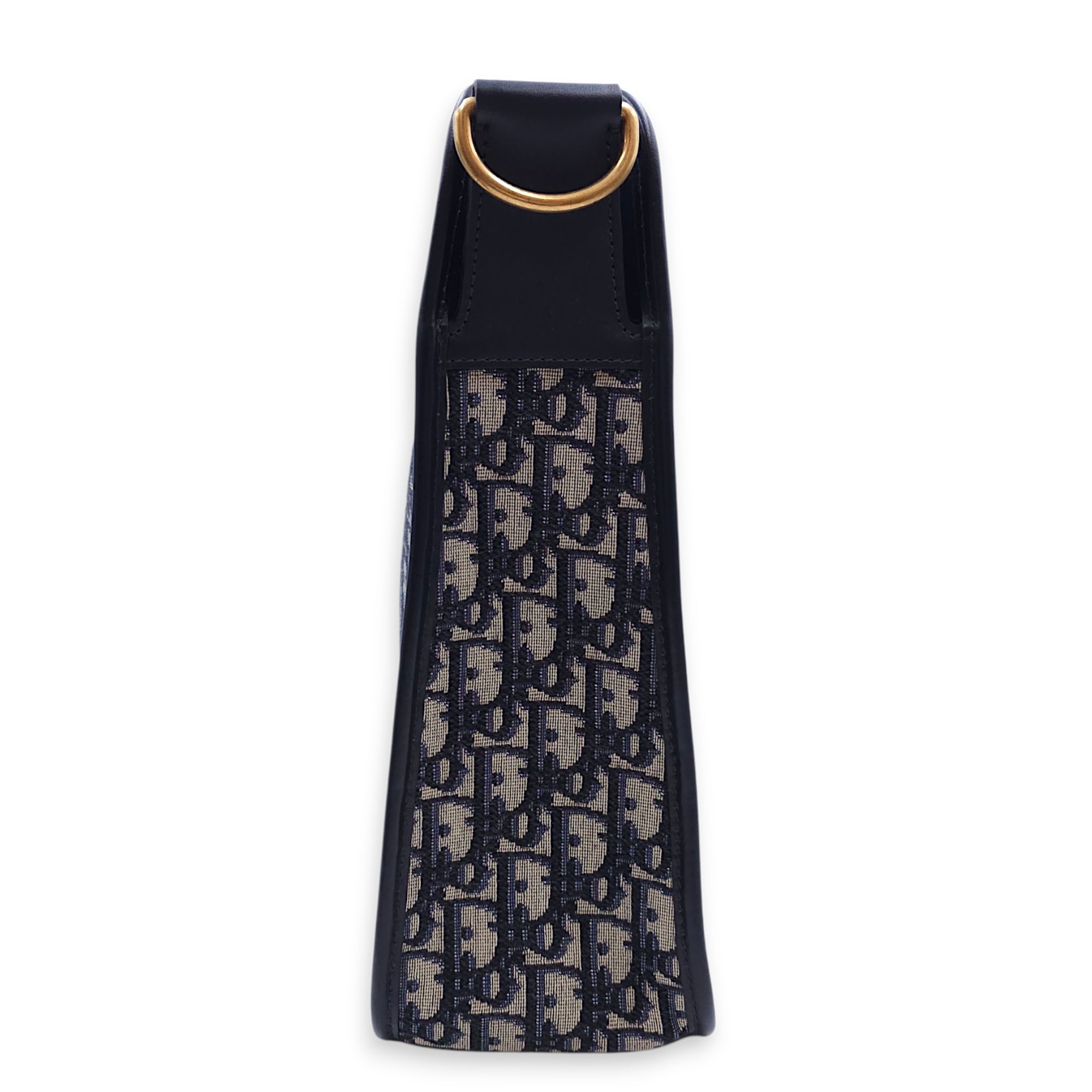 Montaigne Monogram Embroidered Blue Shoulder Bag in Canvas, Gold hardware