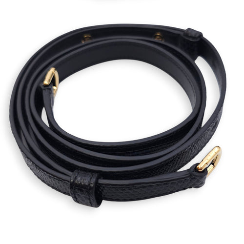 LP Extra Pocket 19 Black Shoulder Bag in Lizard, Gold hardware
