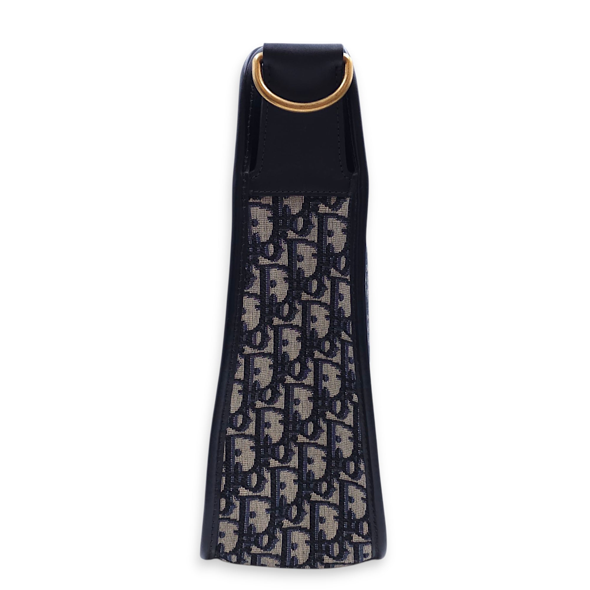 Montaigne Monogram Embroidered Blue Shoulder Bag in Canvas, Gold hardware
