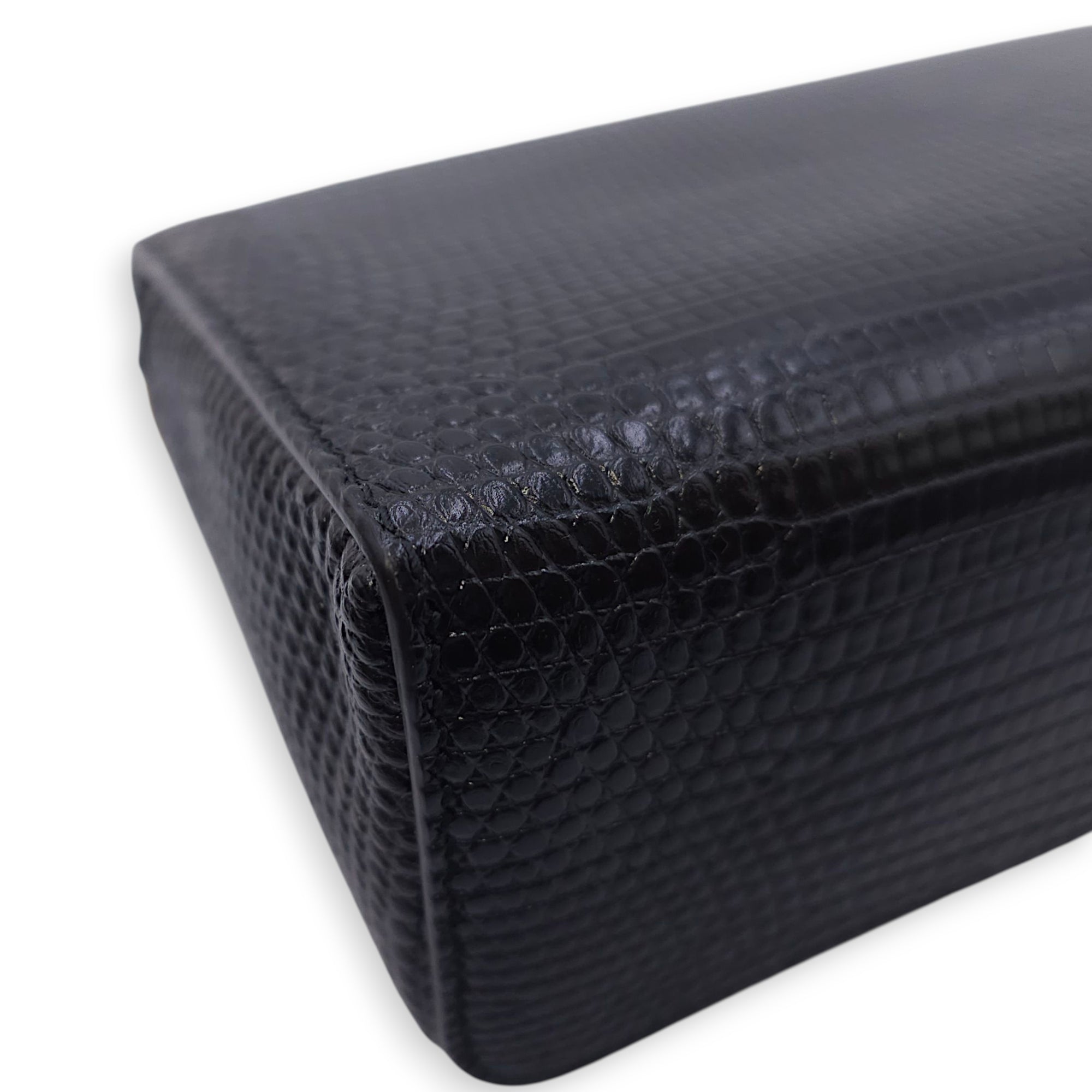 LP Extra Pocket 19 Black Shoulder Bag in Lizard, Gold hardware