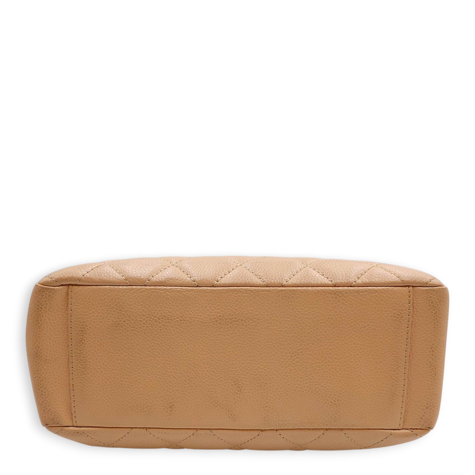 PST Beige Shoulder Bag in Caviar Leather, Gold hardware