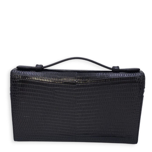 LP Extra Pocket 19 Black Shoulder Bag in Lizard, Gold hardware