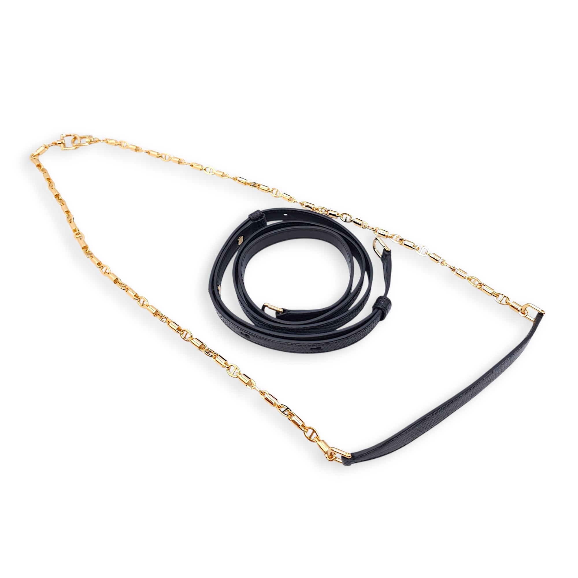 LP Extra Pocket 19 Black Shoulder Bag in Lizard Gold hardware