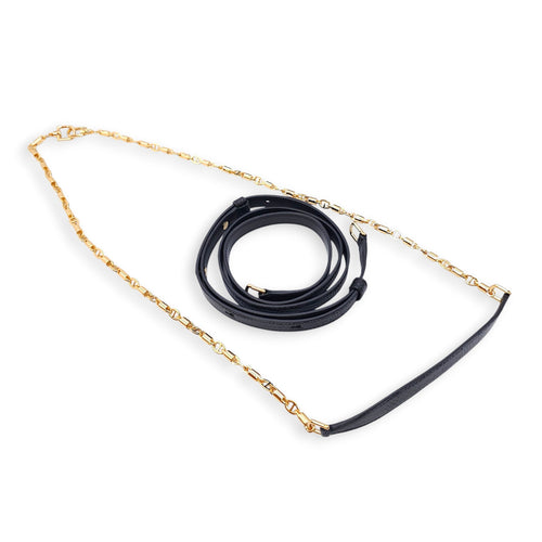 LP Extra Pocket 19 Black Shoulder Bag in Lizard Gold hardware