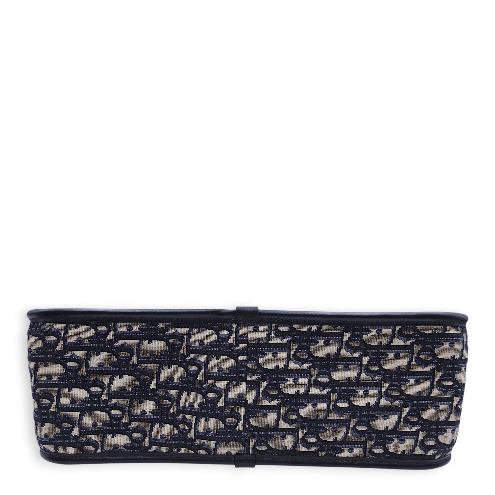 Montaigne Monogram Embroidered Blue Shoulder Bag in Canvas, Gold hardware
