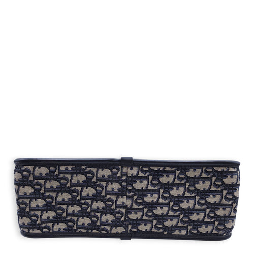 Montaigne Monogram Embroidered Blue Shoulder Bag in Canvas, Gold hardware