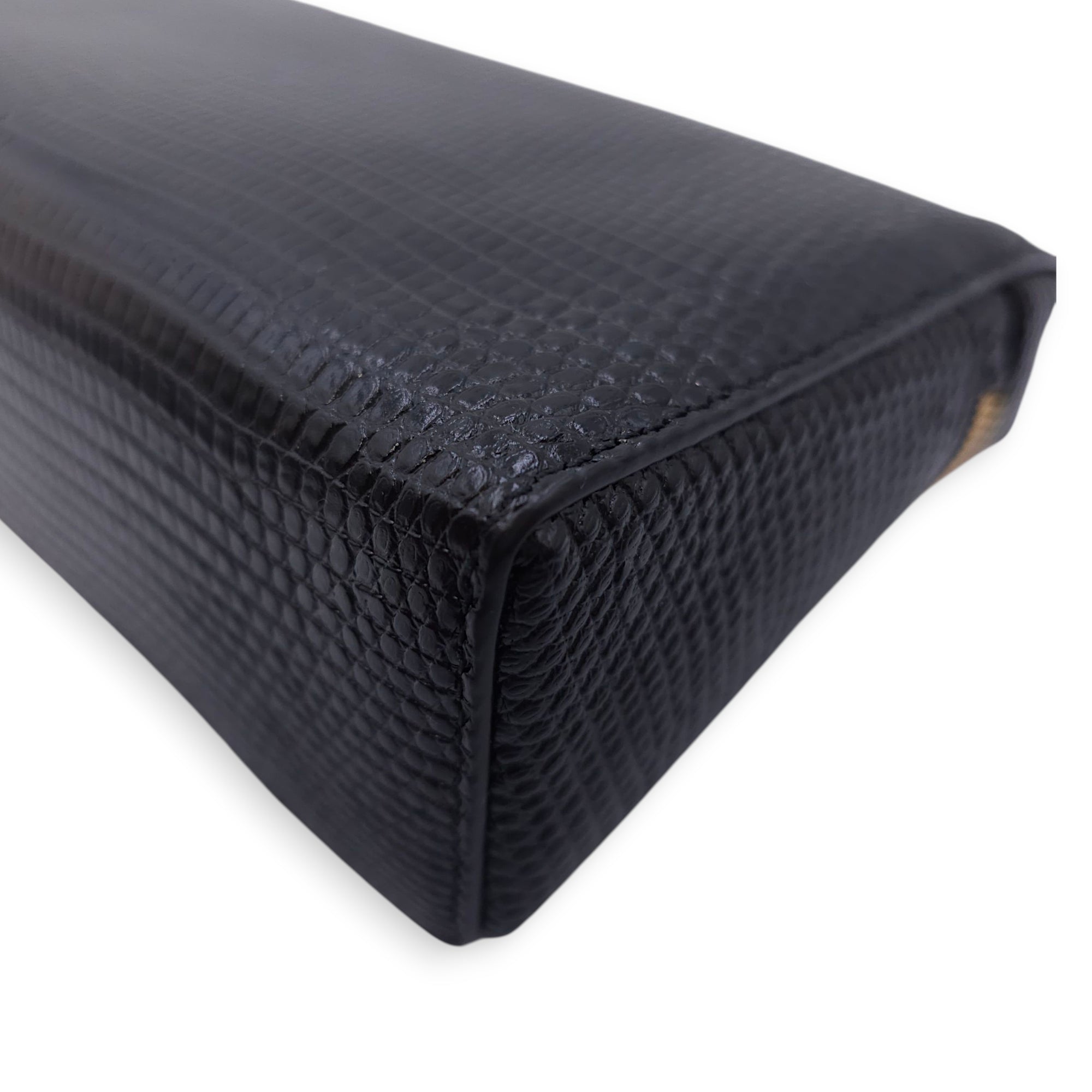 LP Extra Pocket 19 Black Shoulder Bag in Lizard Gold hardware CL2508-15161 15