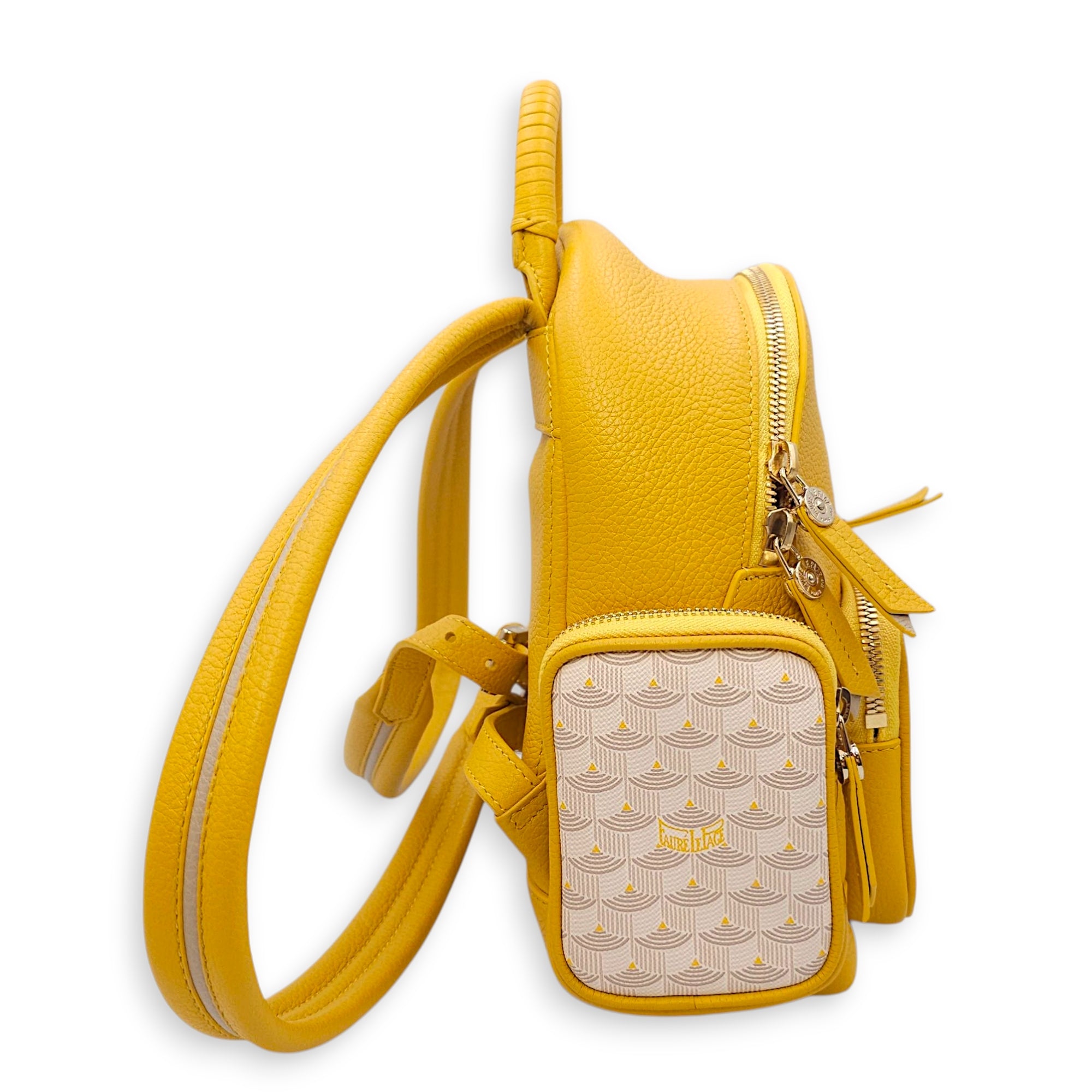 Monogram Back Up 21 Yellow Backpack in Calfskin, Gold hardware