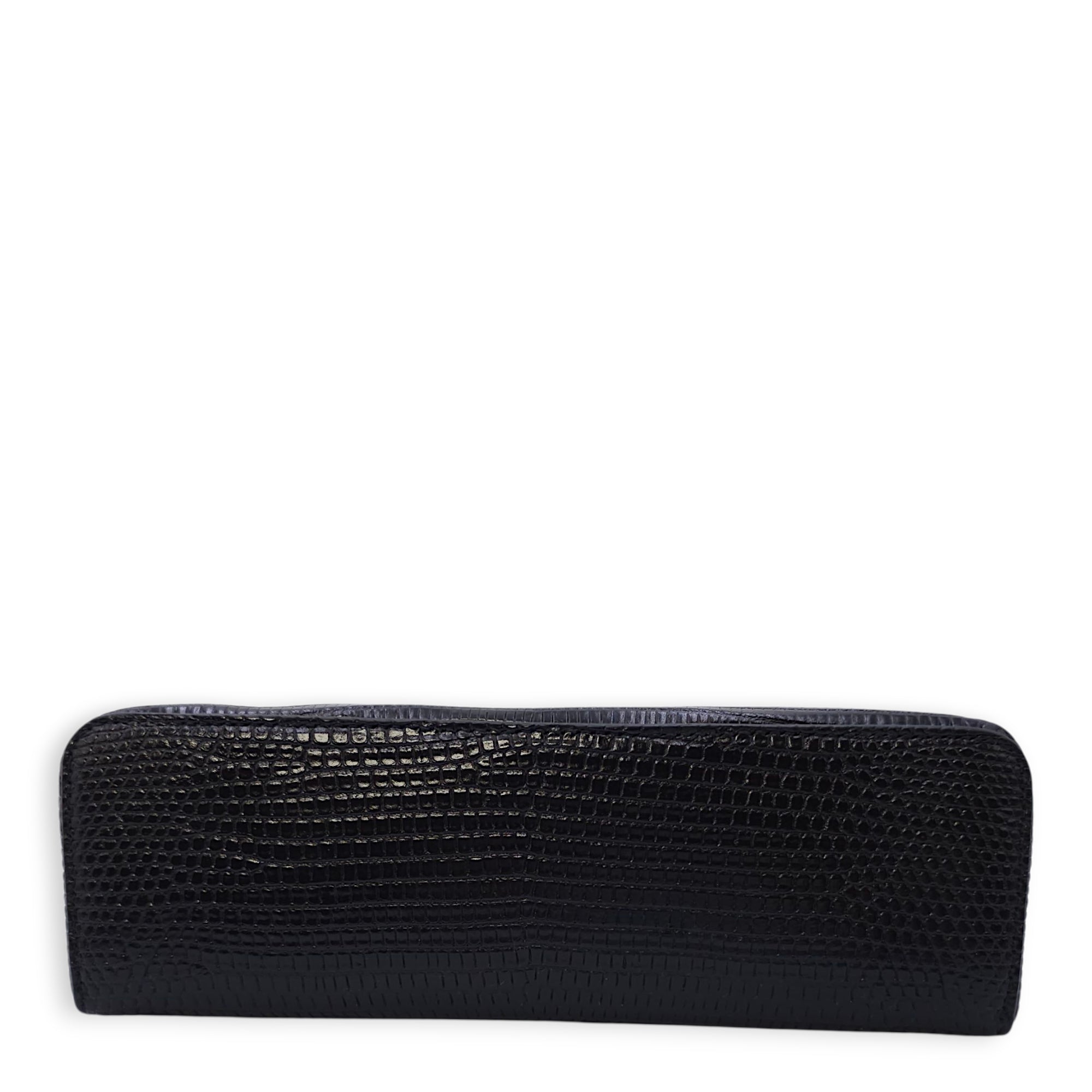 LP Extra Pocket 19 Black Shoulder Bag in Lizard, Gold hardware