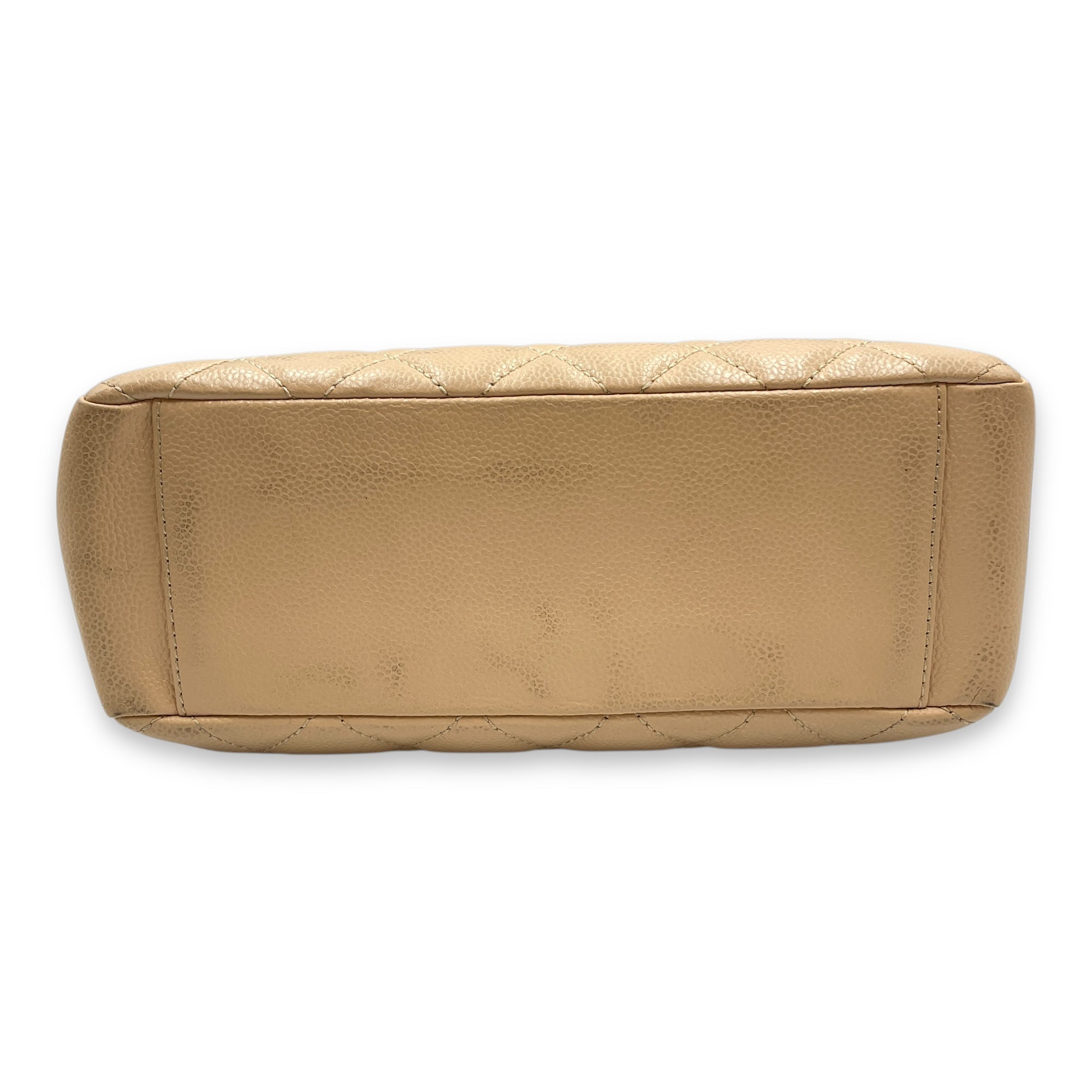 PST Beige Shoulder Bag in Caviar Leather, Gold hardware