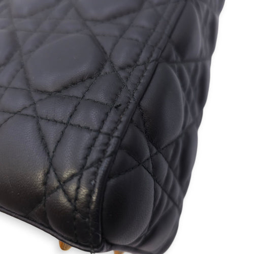 Lady Dior Medium Black Top Handle Bag in Lambskin, Gold hardware