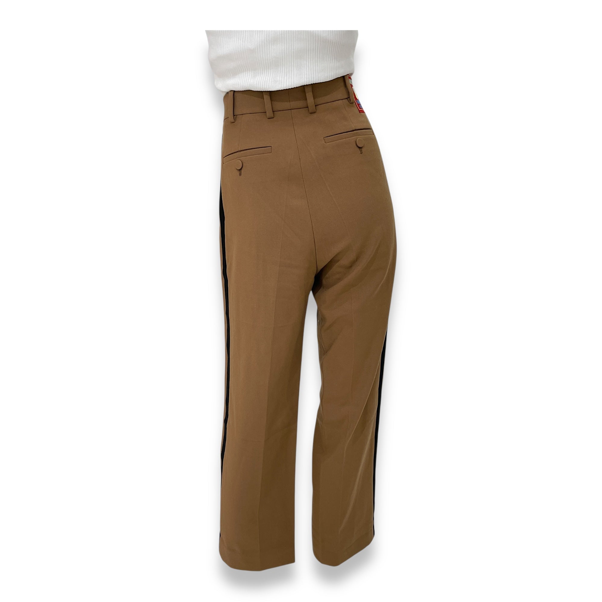 Brown Pants with Black Stripes on the side 36 Ready-To-Wear in Wool