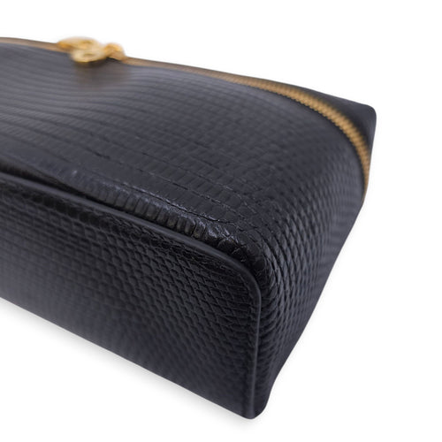 LP Extra Pocket 19 Black Shoulder Bag in Lizard, Gold hardware