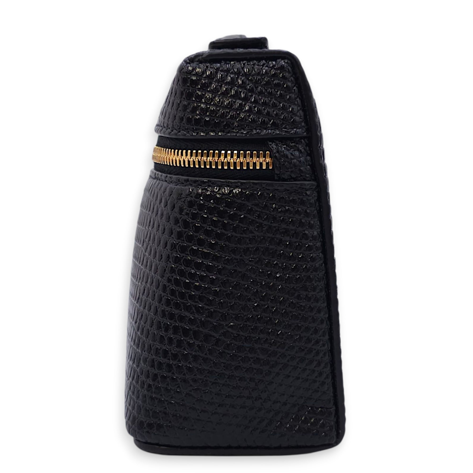 LP Extra Pocket 19 Black Shoulder Bag in Lizard, Gold hardware