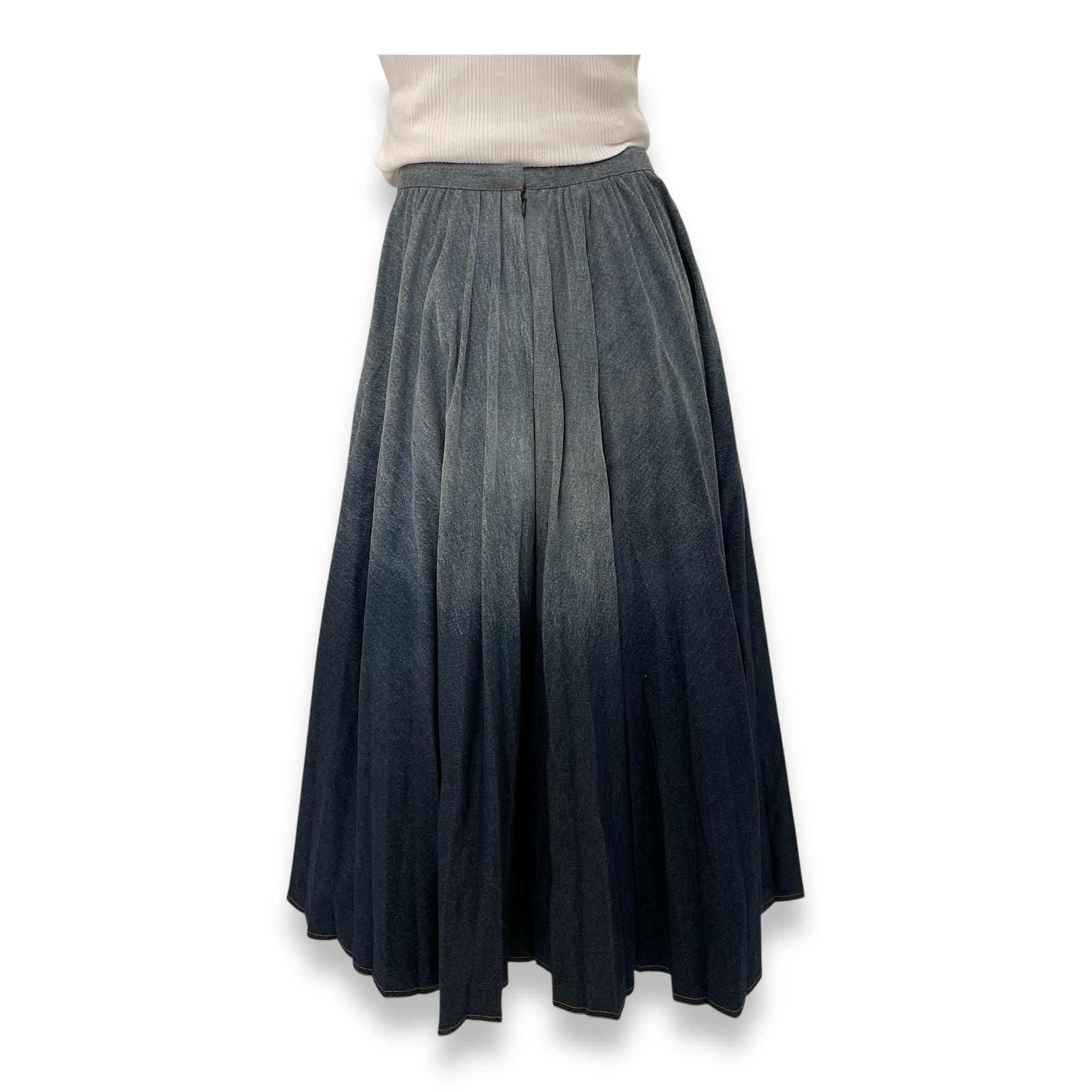 CD Faded Long Flare Denim Skirt 32 Ready-To-Wear in Cotton