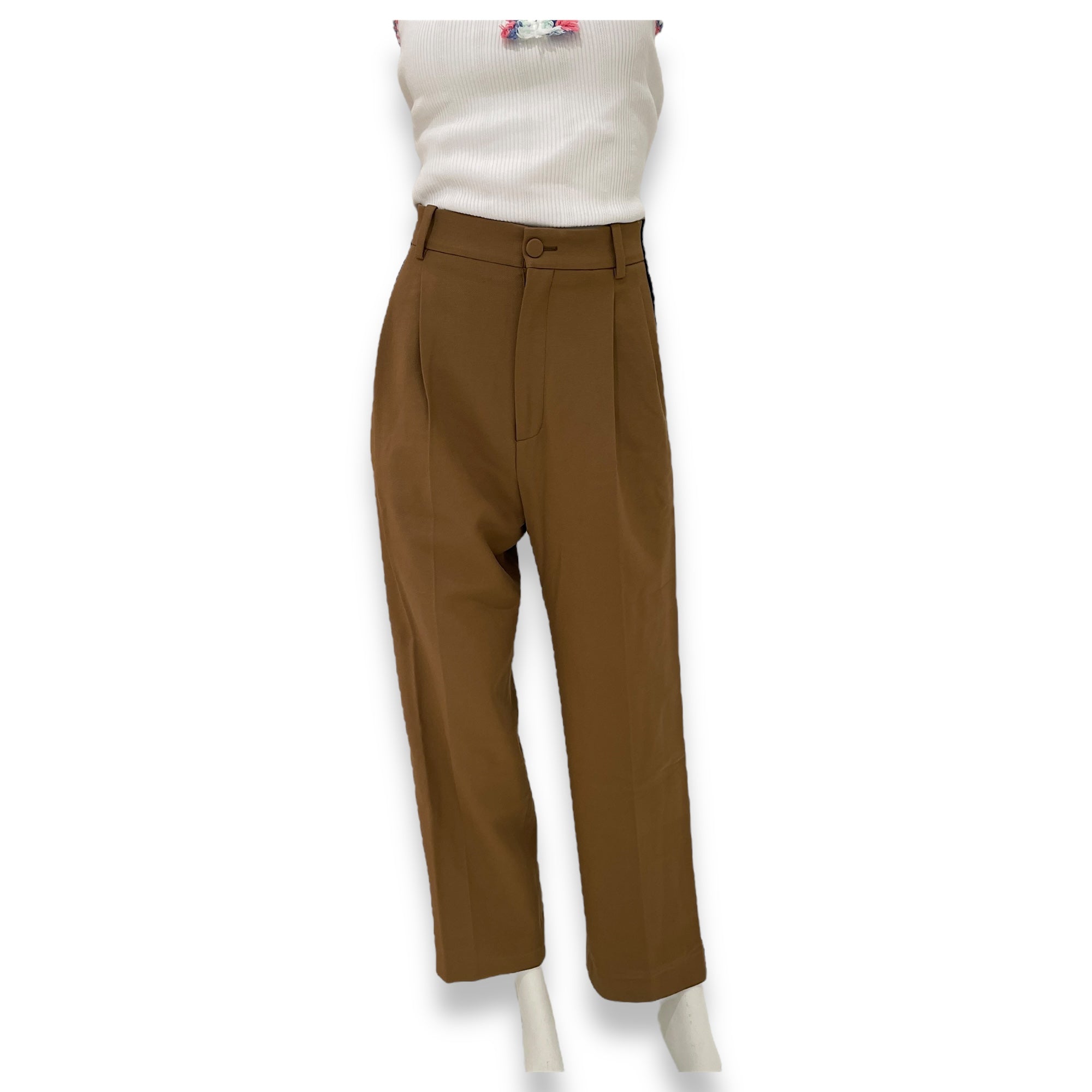 Brown Pants with Black Stripes on the side 36 Ready-To-Wear in Wool