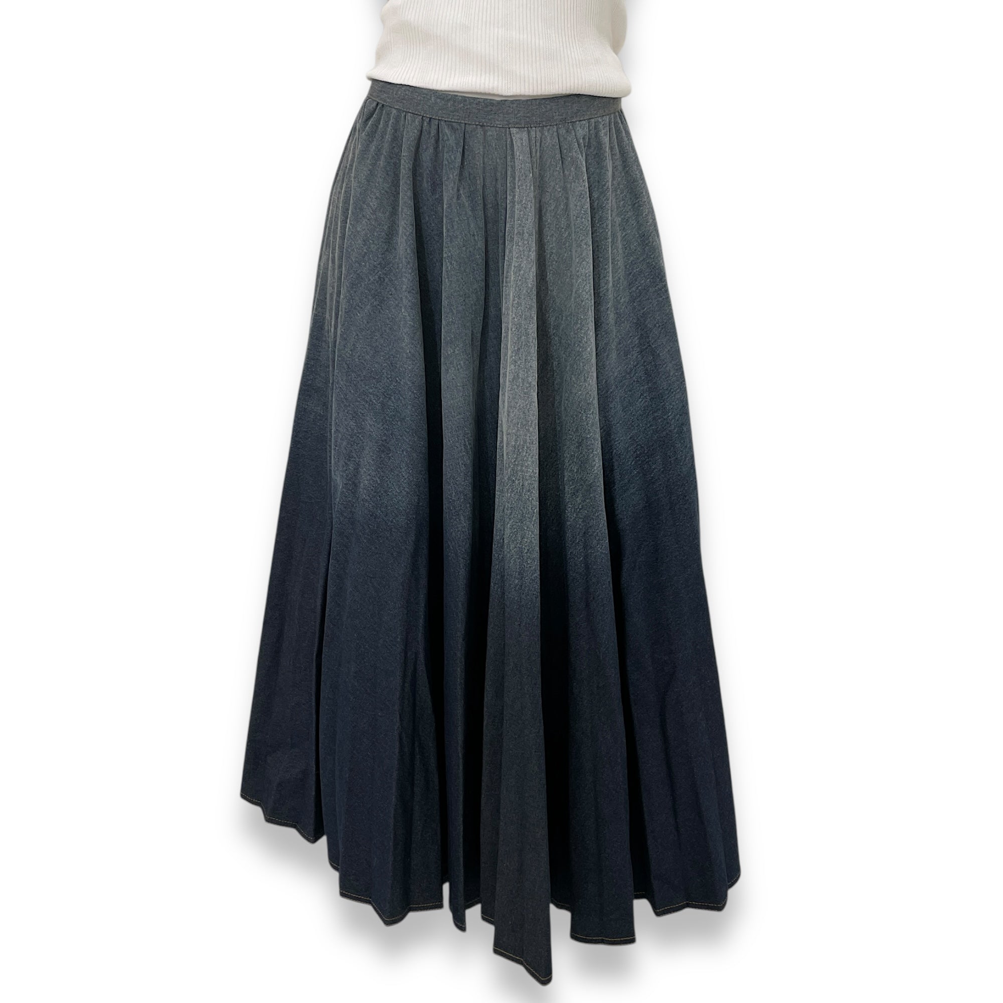 CD Faded Long Flare Denim Skirt 32 Ready-To-Wear in Cotton