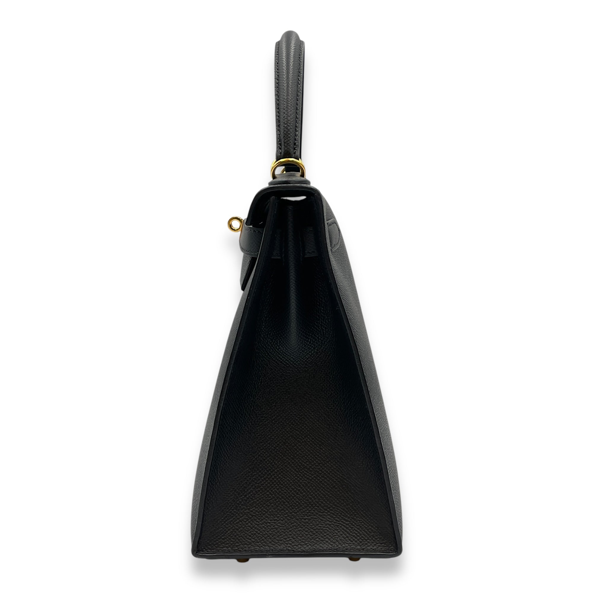Sellier Kelly 28 Black in Epsom, Gold hardware