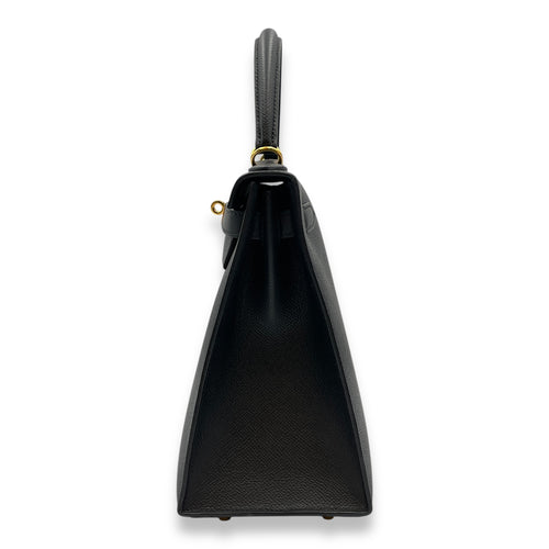 Sellier Kelly 28 Black in Epsom, Gold hardware